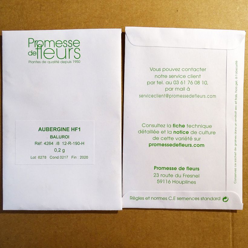 Voorbeeld van een exemplaar van Aubergine Baluroi F1 - Solanum melongena het zakje met 35 zaden (0,2g) zoals geleverd