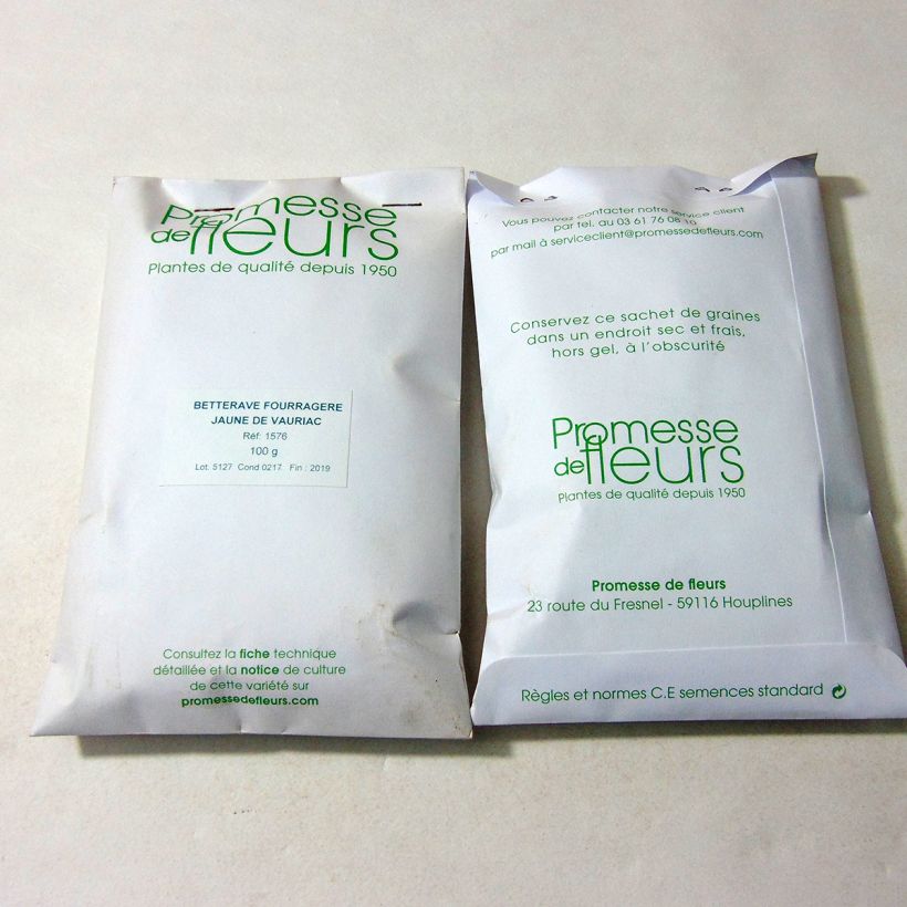 Voorbeeld van een exemplaar van Voederbiet Lange Gele Reuzen van Vauriac het zakje met 4000 zaden (100g) zoals geleverd