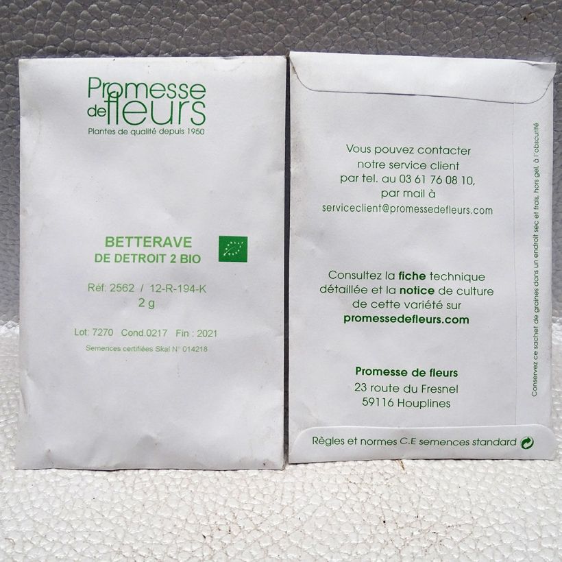 Voorbeeld van een exemplaar van Rode biet Detroit 2 BIO het zakje met 200 zaden (4g) zoals geleverd