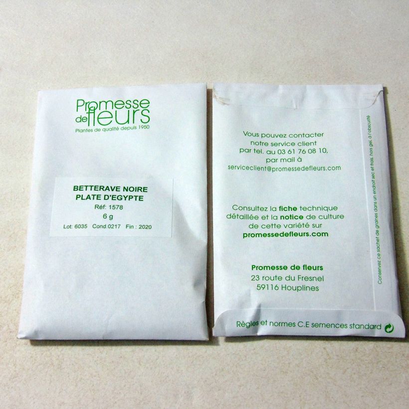 Voorbeeld van een exemplaar van Egyptische zwarte biet het zakje met 250 zaden (6g) zoals geleverd