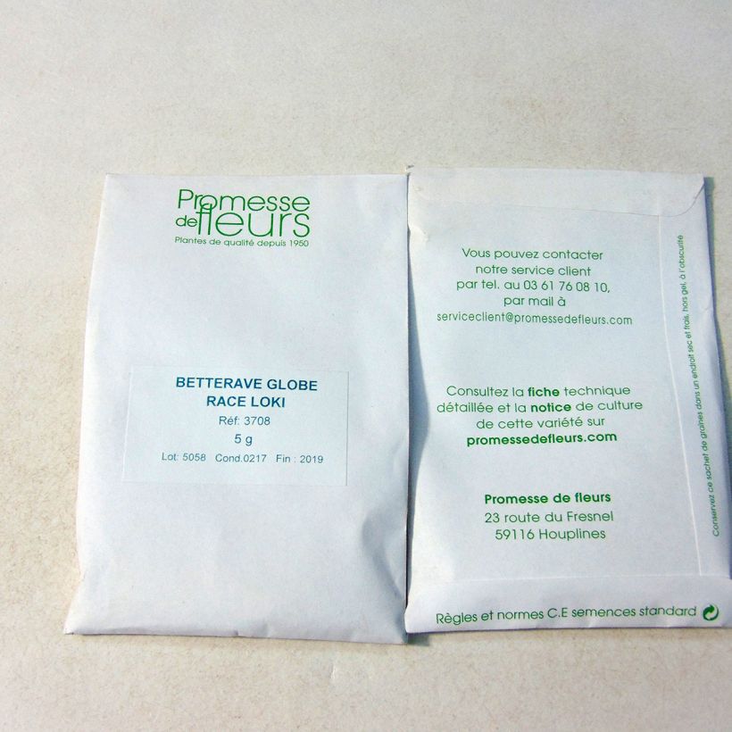 Voorbeeld van een exemplaar van Rode biet Globe 5 Race Loki (zaad) het zakje met 200 zaden (5g) zoals geleverd