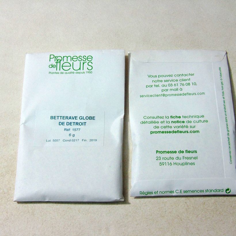 Voorbeeld van een exemplaar van Rode biet Detroit het zakje met 250 zaden (6g) zoals geleverd