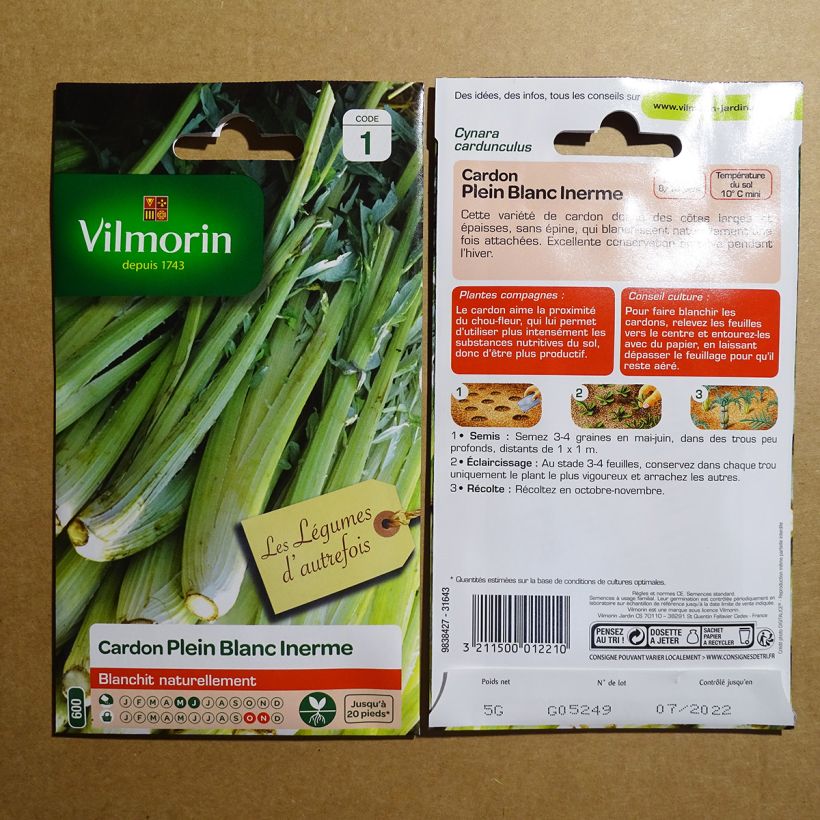 Voorbeeld van een exemplaar van Doornloze witte kardoen - Vilmorin het zakje met 125 zaden (5g) zoals geleverd