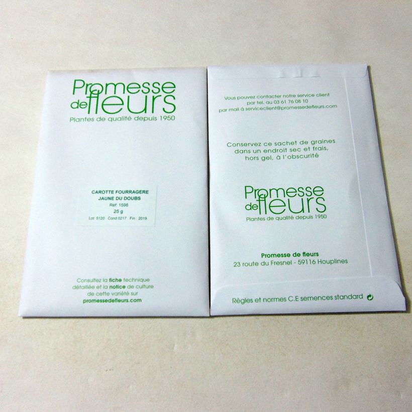 Voorbeeld van een exemplaar van Voederwortel Gele van Doubs het zakje met 18000 zaden (25g) zoals geleverd