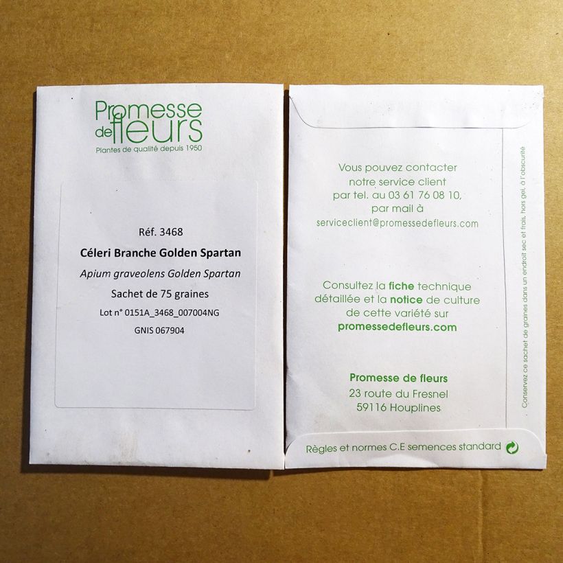 Voorbeeld van een exemplaar van Bleekselderij Golden Spartan het zakje met 75 zaden zoals geleverd