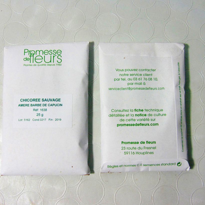 Voorbeeld van een exemplaar van Kapucijnerbaard het zakje met 15000 zaden (25g) zoals geleverd