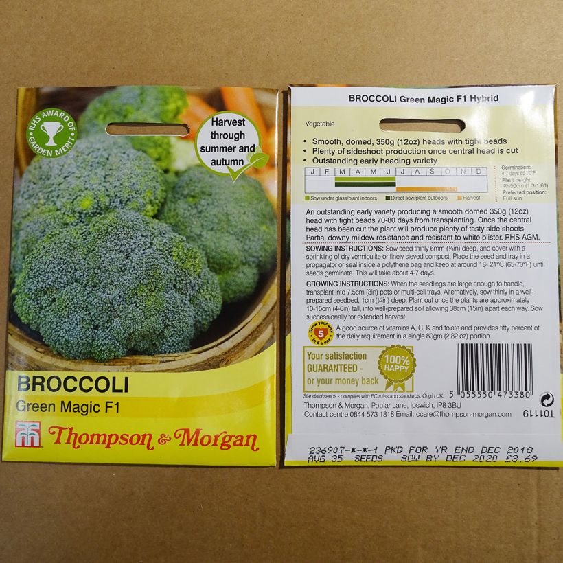 Voorbeeld van een exemplaar van Broccoli Green Magic F1 het zakje met 35 zaden zoals geleverd