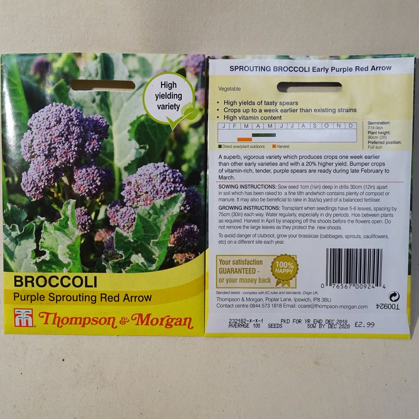 Voorbeeld van een exemplaar van Broccoli Red Arrow het zakje met 100 zaden zoals geleverd