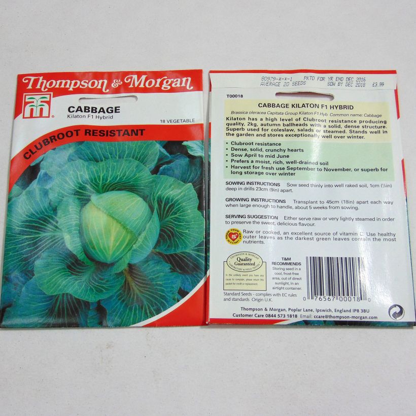 Voorbeeld van een exemplaar van Witte kool Kilaton F1 het zakje met 20 zaden zoals geleverd