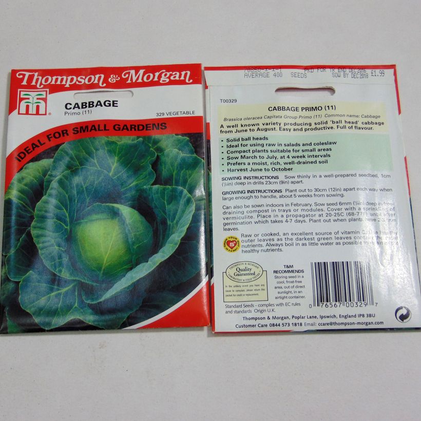 Voorbeeld van een exemplaar van Witte kool Primo het zakje met 400 zaden zoals geleverd