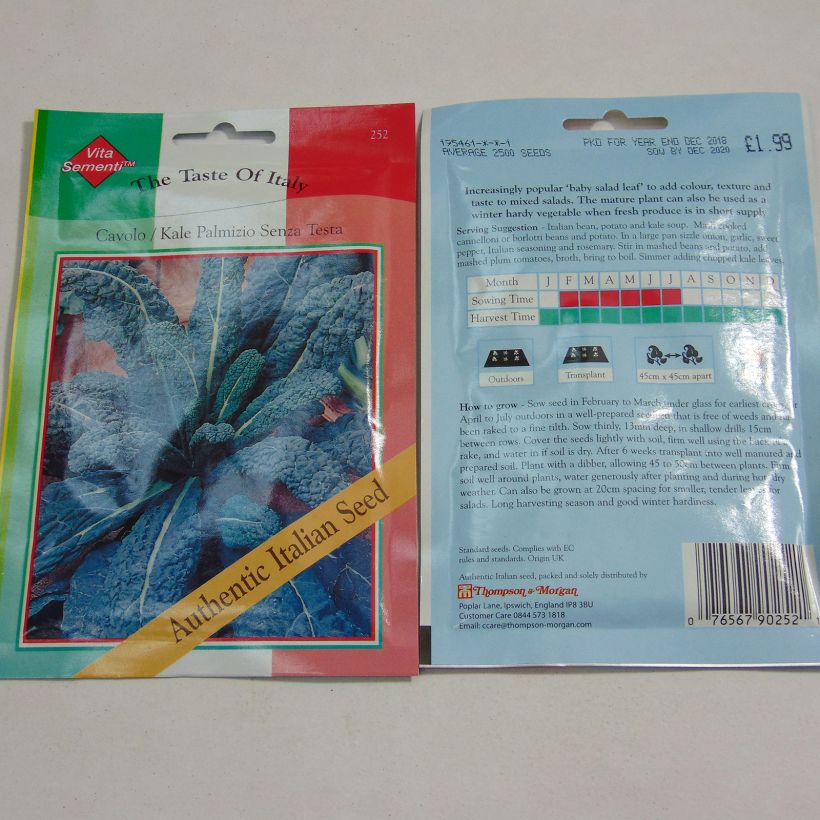 Voorbeeld van een exemplaar van Palmkool Il Cavolo Palmizio het zakje met 2500 zaden zoals geleverd
