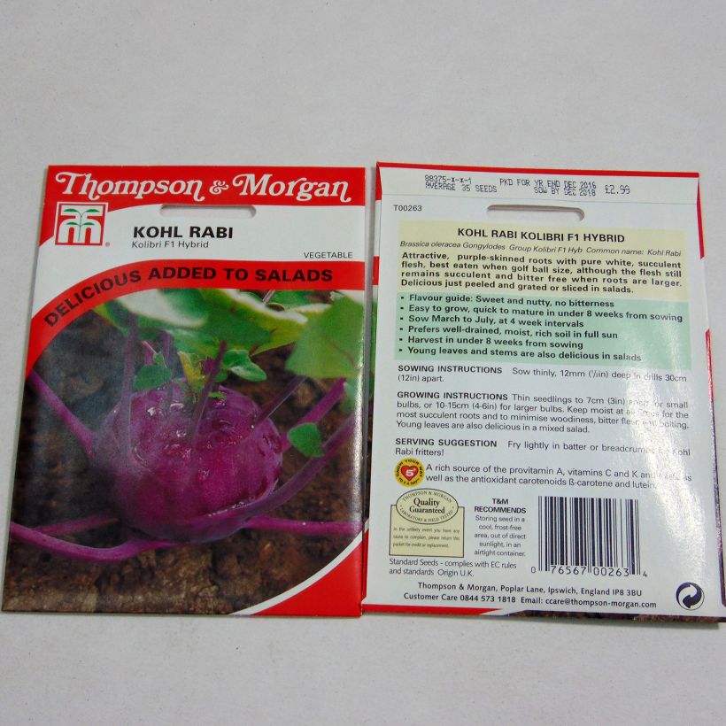 Voorbeeld van een exemplaar van Koolrabi Kolibri F1 het zakje met 35 zaden zoals geleverd