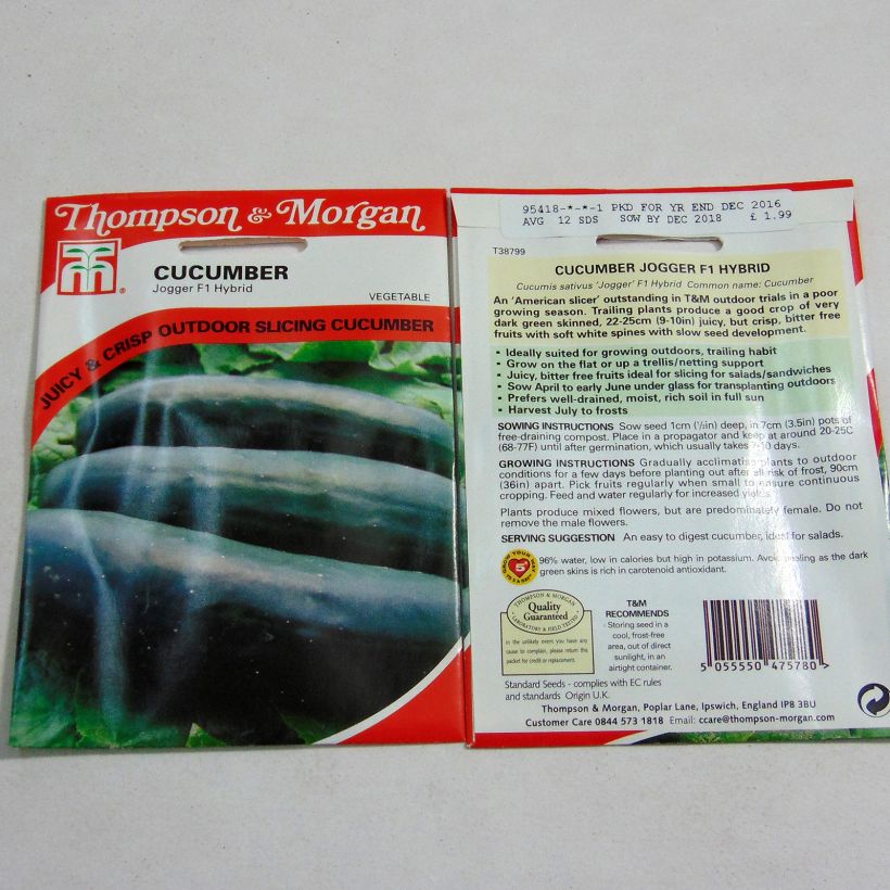 Voorbeeld van een exemplaar van Komkommer Jogger F1 het zakje met 12 zaden zoals geleverd