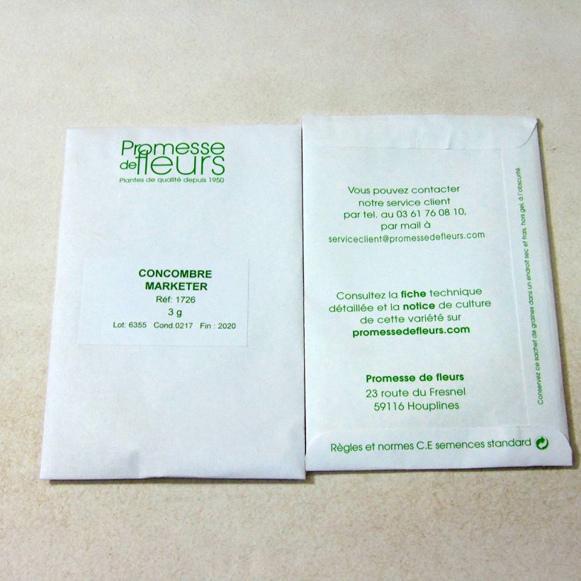 Voorbeeld van een exemplaar van Komkommer Marketer het zakje met 100 zaden (3g) zoals geleverd