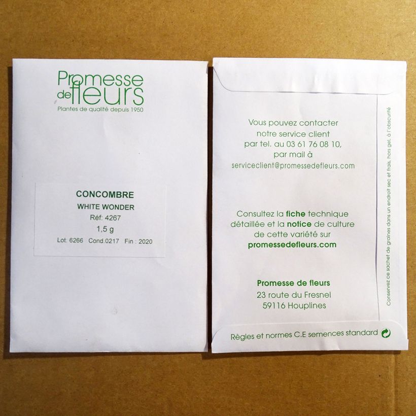 Voorbeeld van een exemplaar van Komkommer White Wonder het zakje met 50 zaden (1,5g) zoals geleverd