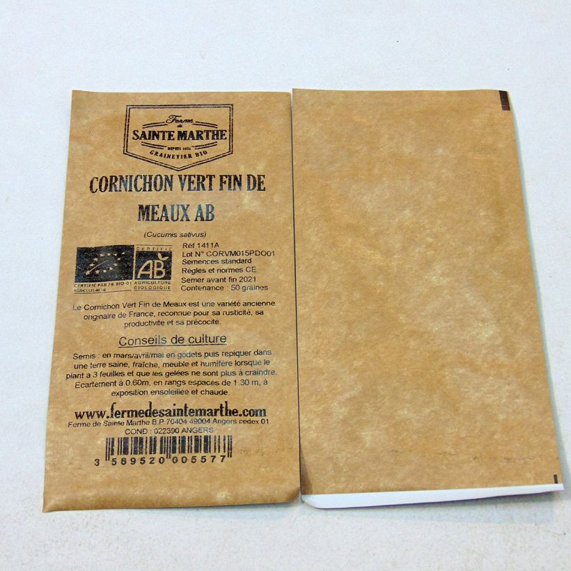 Voorbeeld van een exemplaar van Augurk Fin de Meaux BIO - Ferme de Sainte Marthe het zakje met 50 zaden (1g) zoals geleverd