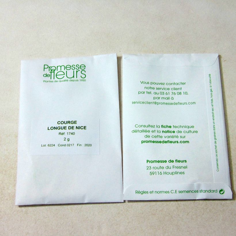 Voorbeeld van een exemplaar van Muskaatpompoen Lange van Nice het zakje met 12 zaden (2g) zoals geleverd