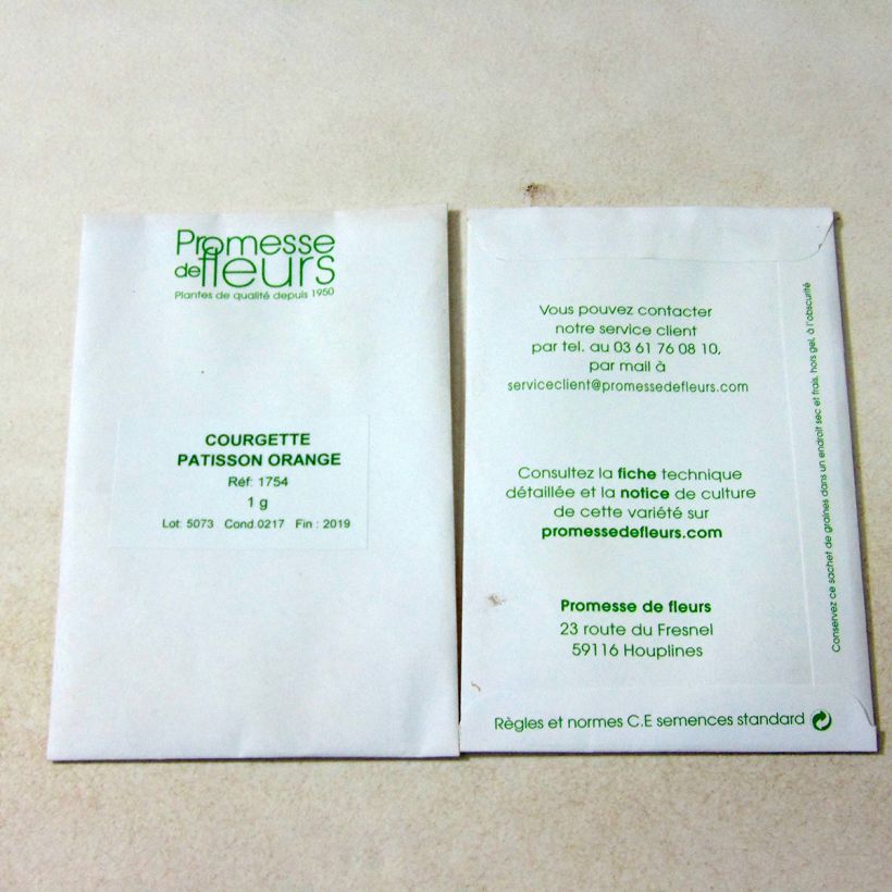 Voorbeeld van een exemplaar van Patisson Oranje het zakje met 8 ? 10 zaden (1g) zoals geleverd