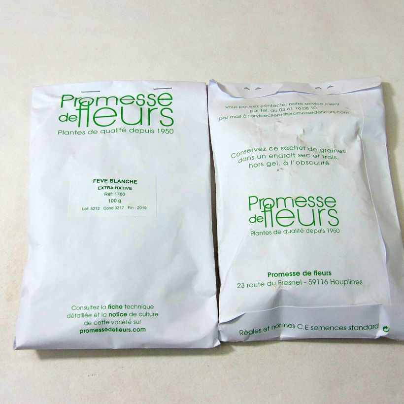 Voorbeeld van een exemplaar van Tuinboon Witte Extra Vroeg het zakje met 50 ? 100 zaden (100g) zoals geleverd