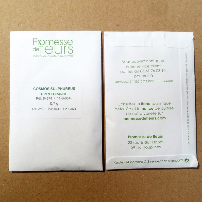 Example of Graines de Cosmos Crest Orange - Cosmos sulphureus  per pack of 100 seeds (1g) as you get