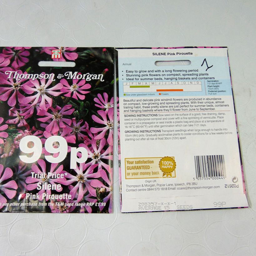 Voorbeeld van een exemplaar van Silene Pink Pirouette (zaad) - Rode silene het zakje met 15 zaden zoals geleverd