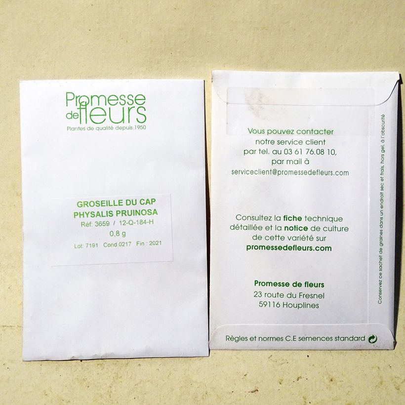 Voorbeeld van een exemplaar van Ananaskers Preciosa het zakje met 700 zaden (0,8g) zoals geleverd