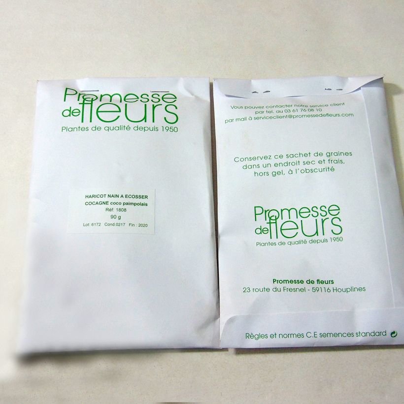 Voorbeeld van een exemplaar van Stamdroogboon Cocagne het zakje met 150 zaden (90g) zoals geleverd