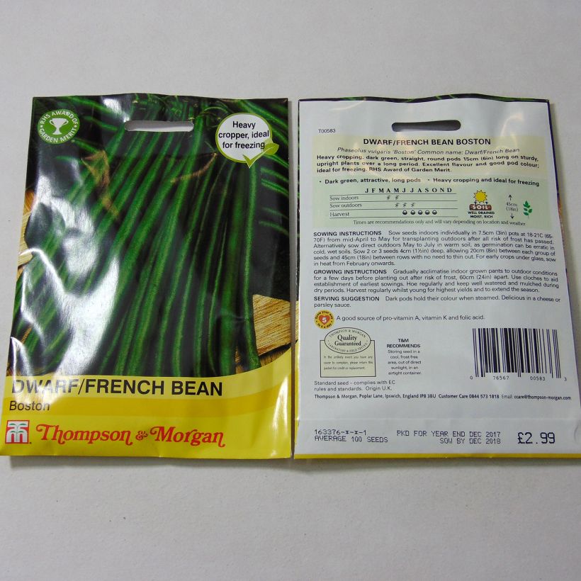 Voorbeeld van een exemplaar van Stamslaboon Boston het zakje met 100 zaden zoals geleverd