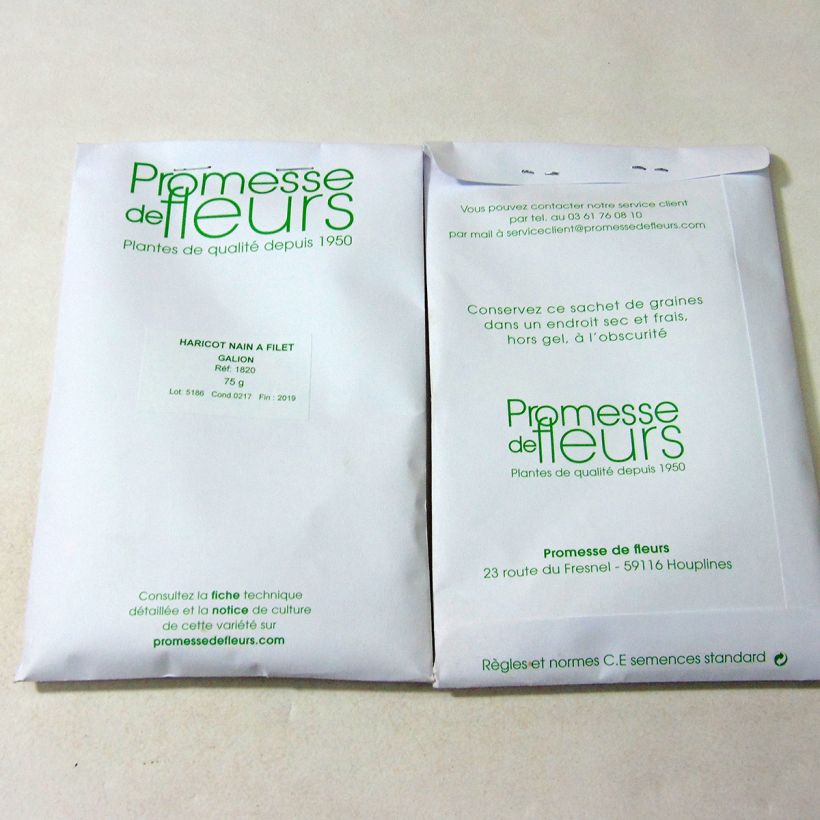 Voorbeeld van een exemplaar van Stamslaboon Galion het zakje met 200 zaden (75g) zoals geleverd