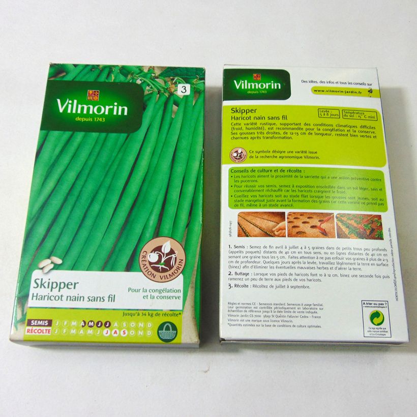 Voorbeeld van een exemplaar van Stamslaboon Skipper - Vilmorin het zakje met 400 zaden (200g) zoals geleverd