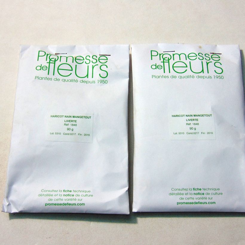 Voorbeeld van een exemplaar van Stamslaboon Liverte het zakje met 180 zaden (90g) zoals geleverd