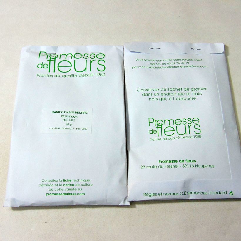 Voorbeeld van een exemplaar van Boterboon Fructidor het zakje met 150 zaden (90g) zoals geleverd