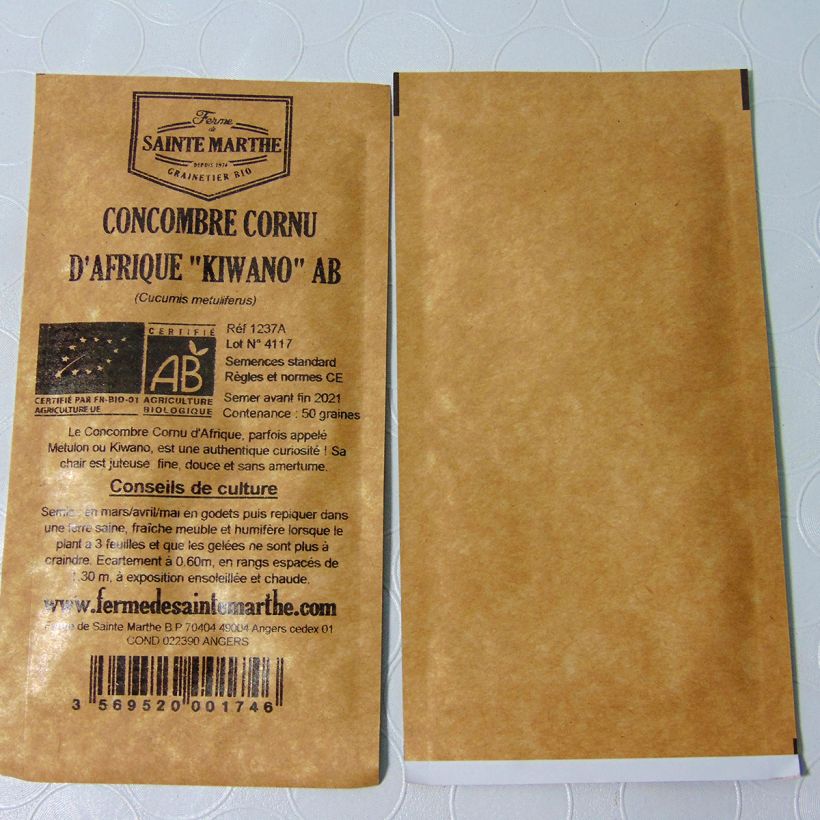 Voorbeeld van een exemplaar van Hoornmeloen BIO - Ferme de Sainte Marthe het zakje met 20 zaden zoals geleverd