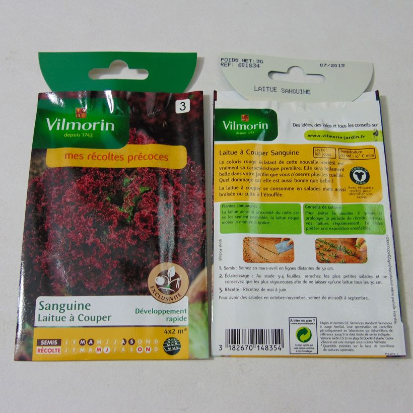 Voorbeeld van een exemplaar van Bataviasla Sanguine - Vilmorin het zakje met 2400 zaden (3g) zoals geleverd