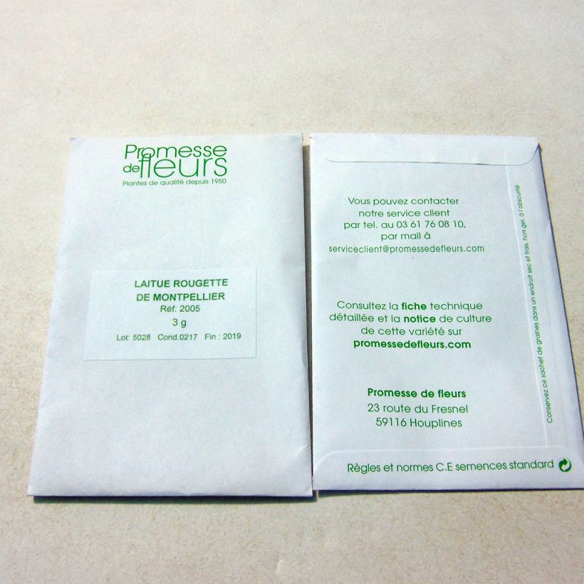 Voorbeeld van een exemplaar van Kropsla Rougette de Montpellier het zakje met 2500 zaden (3g) zoals geleverd
