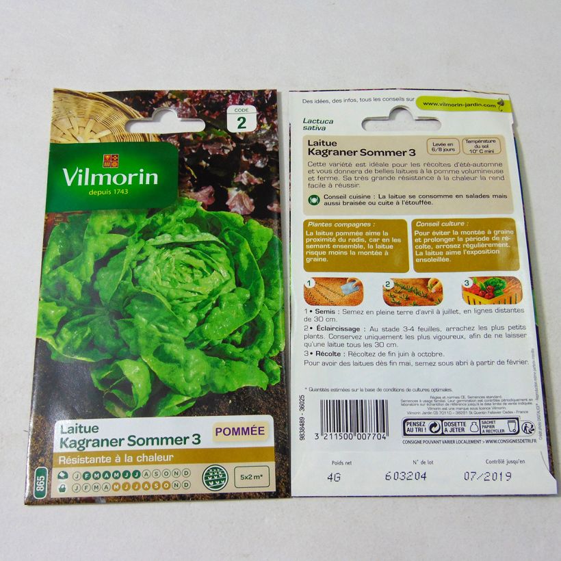 Voorbeeld van een exemplaar van Kropsla Kagraner Sommer 3 - - Vilmorin het zakje met 3200 zaden (4g) zoals geleverd