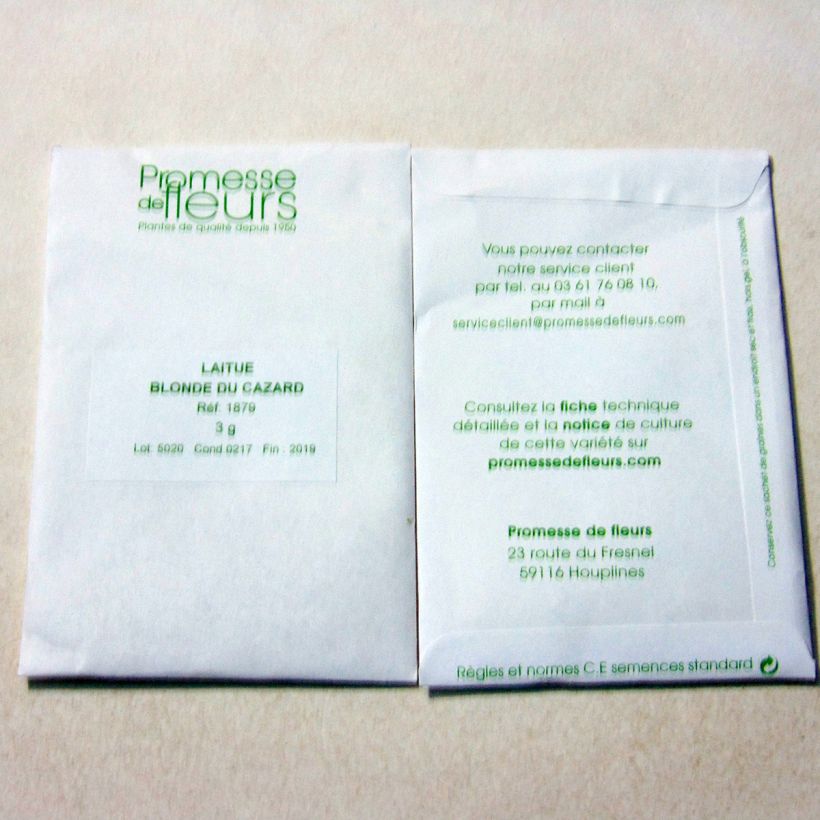 Voorbeeld van een exemplaar van Kropsla Blonde du Cazard het zakje met 2500 zaden (3g) zoals geleverd