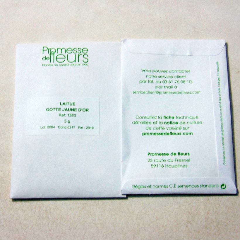 Voorbeeld van een exemplaar van Laitue pommée Gotte Jaune die Tüte mit 2500 Samen (3g) zoals geleverd