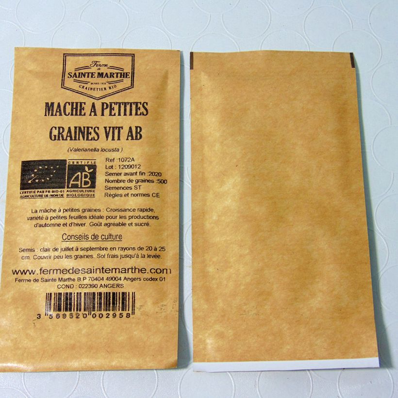 Voorbeeld van een exemplaar van Veldsla Vit BIO - Ferme de Sainte Marthe het zakje met 500 zaden (1g) zoals geleverd