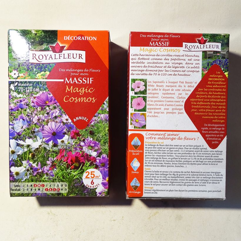 Voorbeeld van een exemplaar van Mengsel voor bloemperk Magic Cosmos - Doos voor 25 m² het zakje zaden van 40 gram zoals geleverd