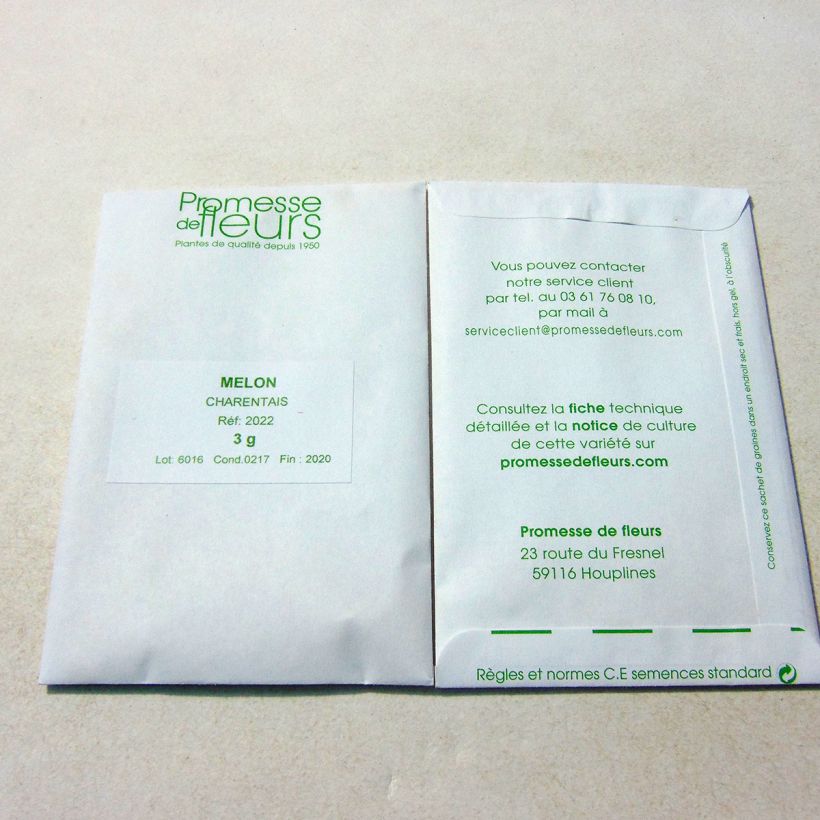 Voorbeeld van een exemplaar van Charentais-meloen - Cucumis melo het zakje met 75 zaden (3g) zoals geleverd