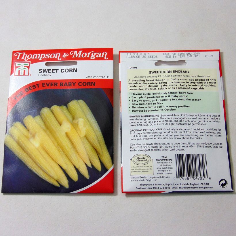 Voorbeeld van een exemplaar van Minimais Snobaby het zakje met 30 zaden zoals geleverd