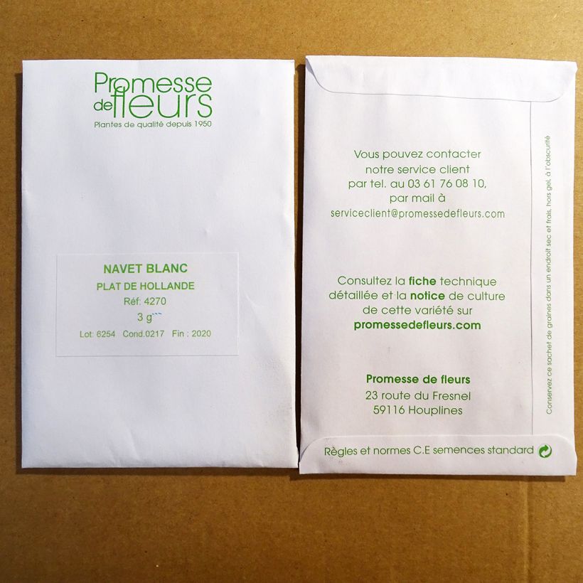 Voorbeeld van een exemplaar van Raap Platte witte van Holland het zakje met 1200 zaden (3g) zoals geleverd