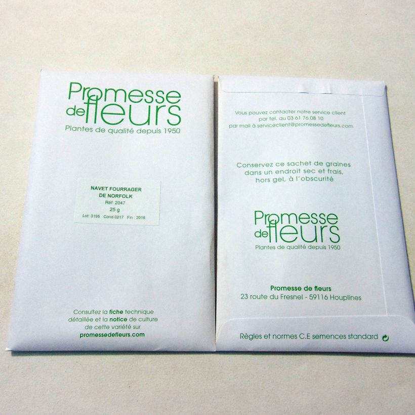 Voorbeeld van een exemplaar van Voederraap van Norfolk roodhalzig het zakje met 10000 zaden (25g) zoals geleverd