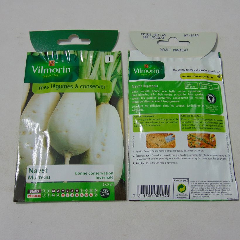 Voorbeeld van een exemplaar van Raap Marteau - Vilmorin het zakje met 1600 zaden (4g) zoals geleverd