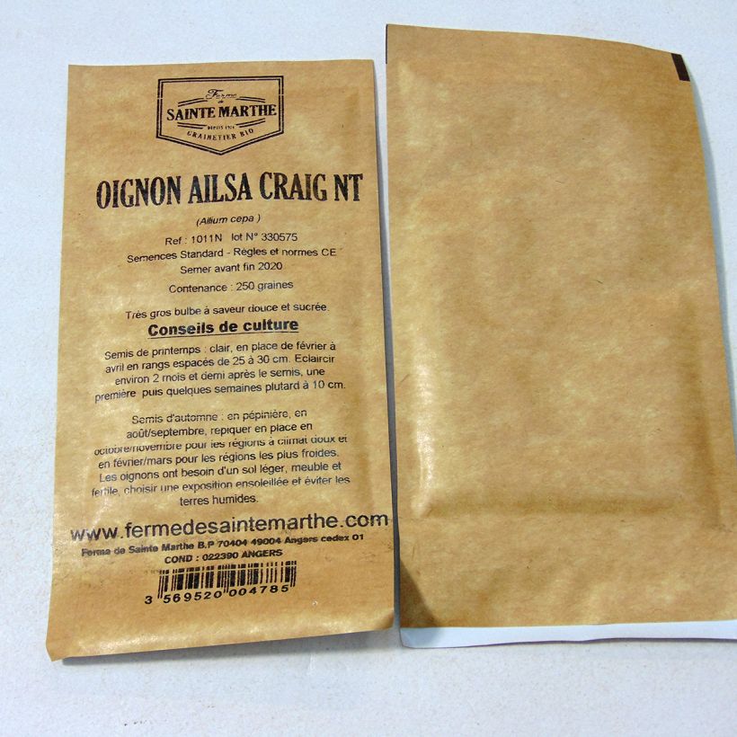 Voorbeeld van een exemplaar van Ui Ailsa Craig - Ferme de Sainte Marthe het zakje met 250 zaden zoals geleverd