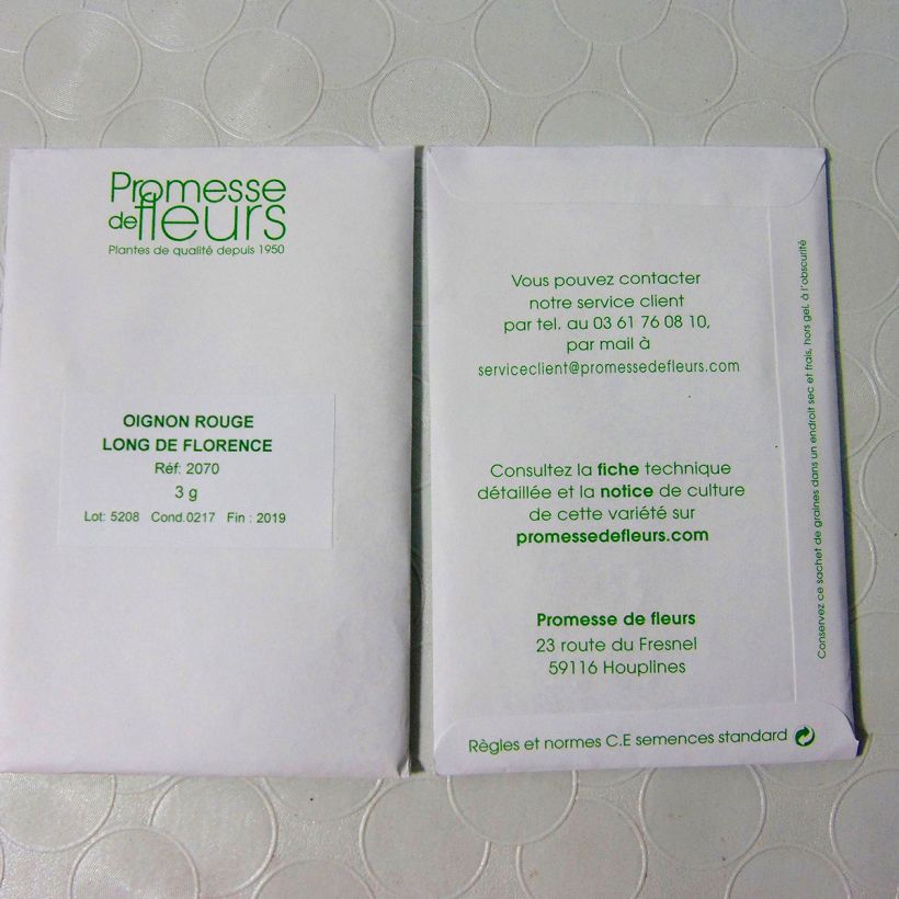 Voorbeeld van een exemplaar van Rode ui Lange rode van Florence het zakje met 600 zaden (3g) zoals geleverd
