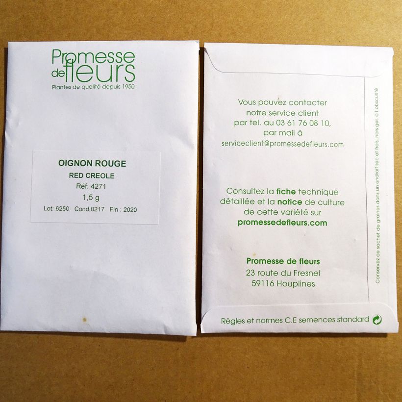 Voorbeeld van een exemplaar van Rode ui Red Creole het zakje met 300 zaden (1,5g) zoals geleverd