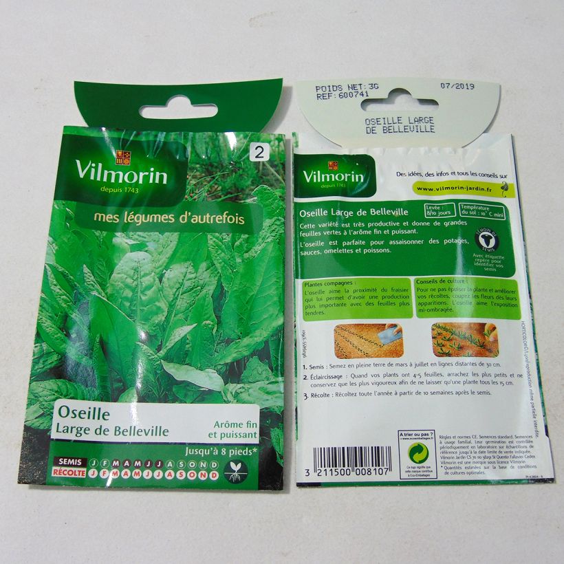 Voorbeeld van een exemplaar van Zuring Grote van Belleville - Vilmorin het zakje met 3000 zaden (3g) zoals geleverd