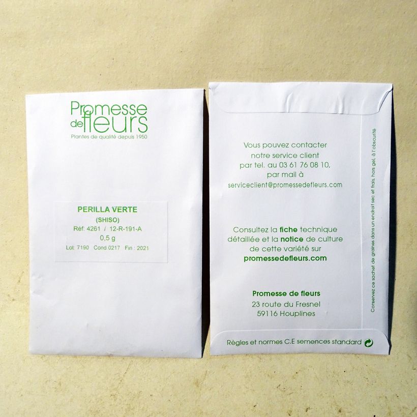 Voorbeeld van een exemplaar van Shiso - Perilla frutescens (Tia To) het zakje met 350 zaden (0,5g) zoals geleverd